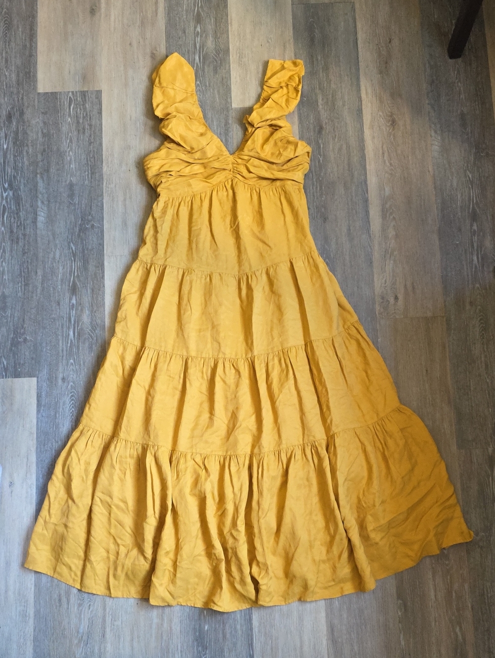 Nordstrom Mustard Yellow Ruffle Tiered Maxi Dress